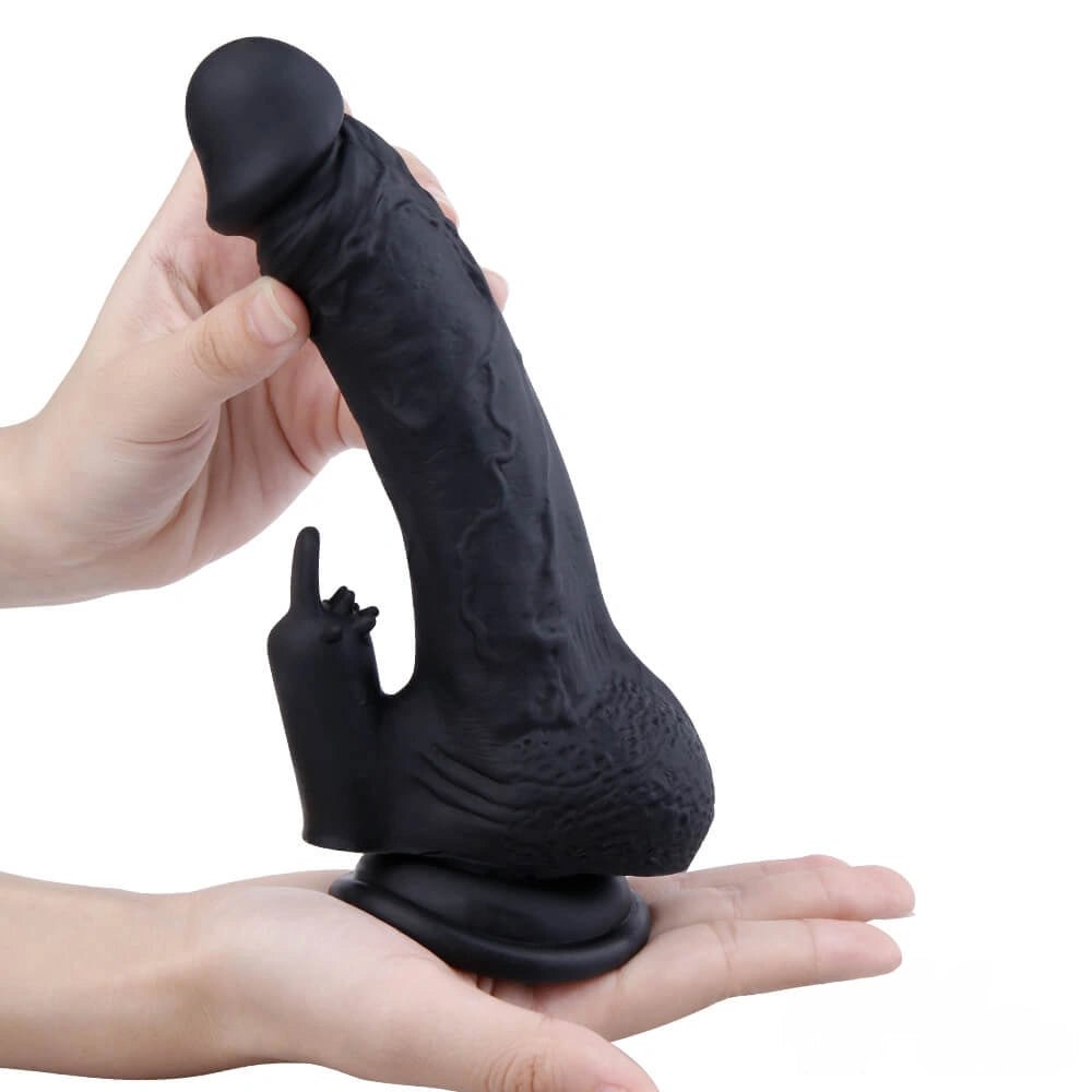 Black fantasy dildo with deep curve, photo 5