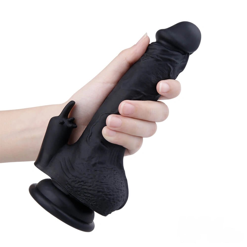 Black fantasy dildo with deep curve, photo 6