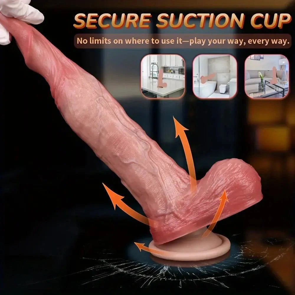 Flesh dual layer silicone dildo with suction cup base, photo 13