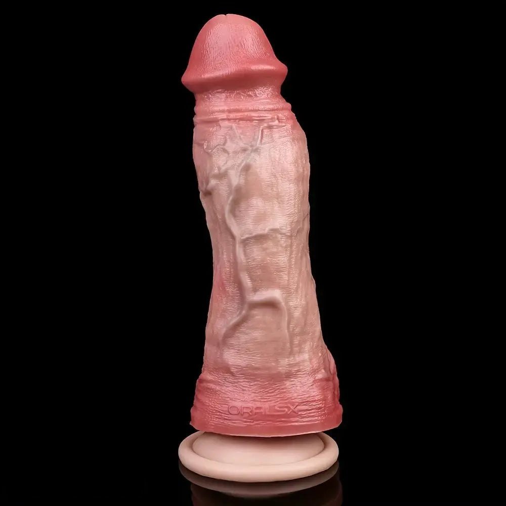 Flesh dual layer silicone dildo with suction cup base, photo 14
