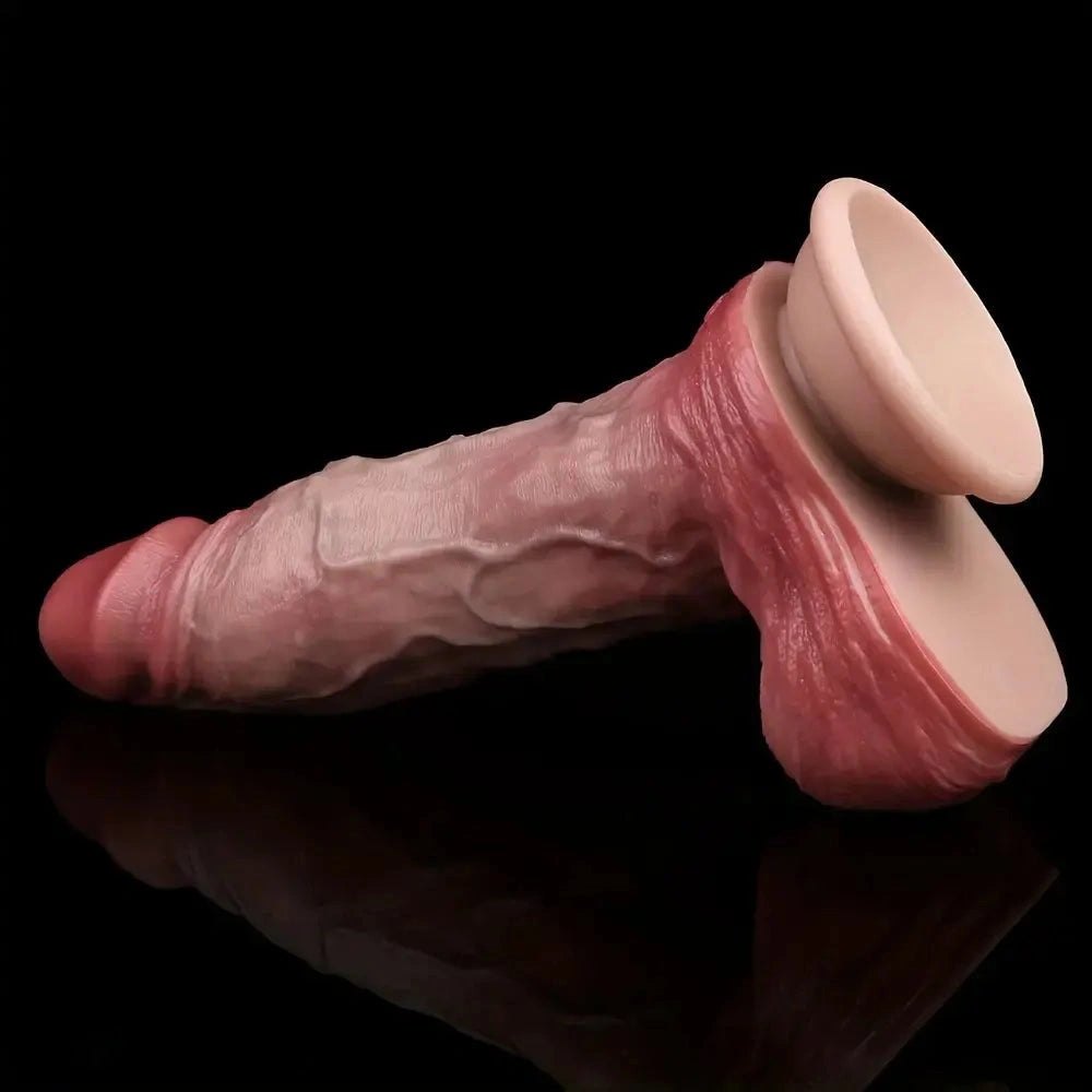 Flesh dual layer silicone dildo with suction cup base, photo 5