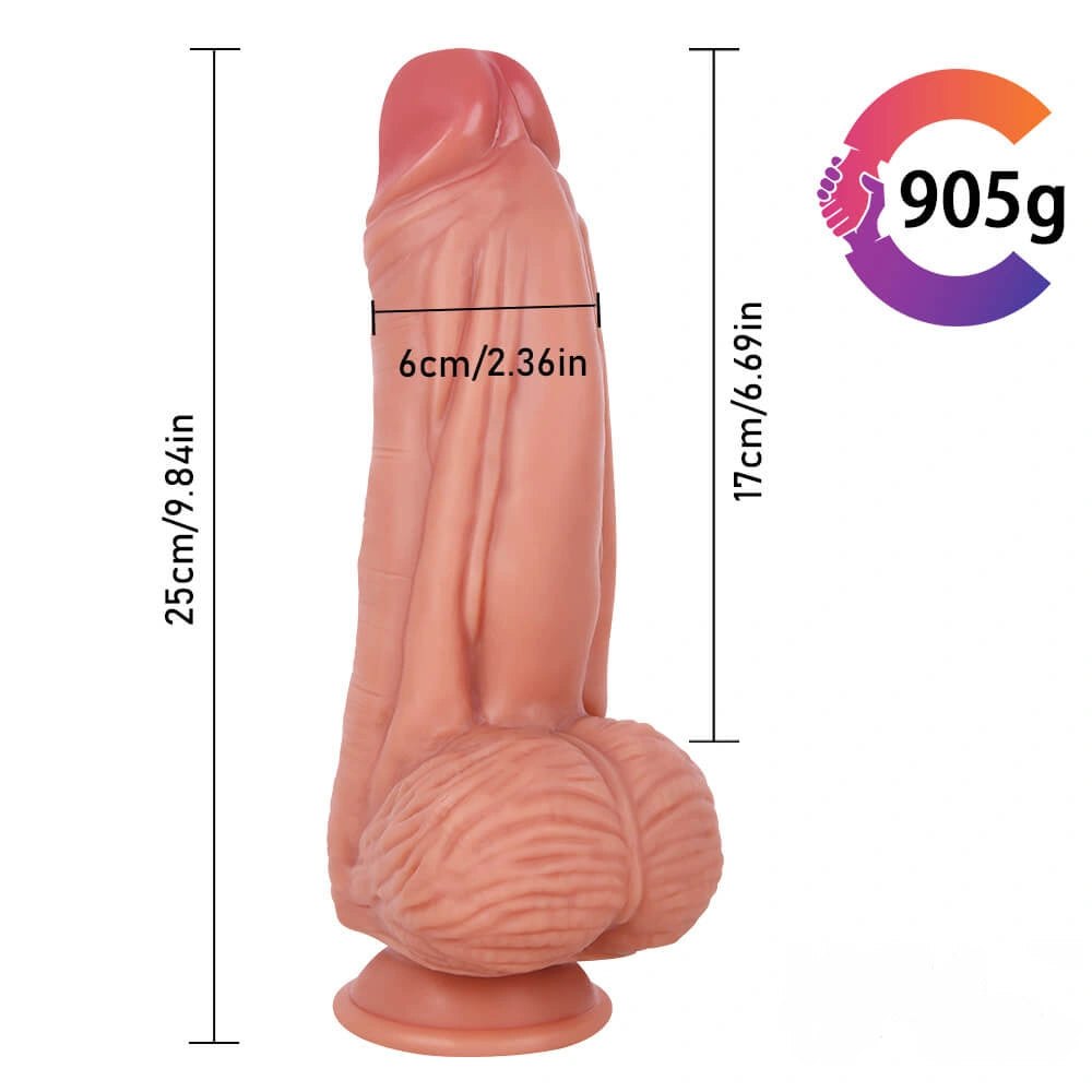 Dual tone realistic silicone dildo with suction cup base, photo 10