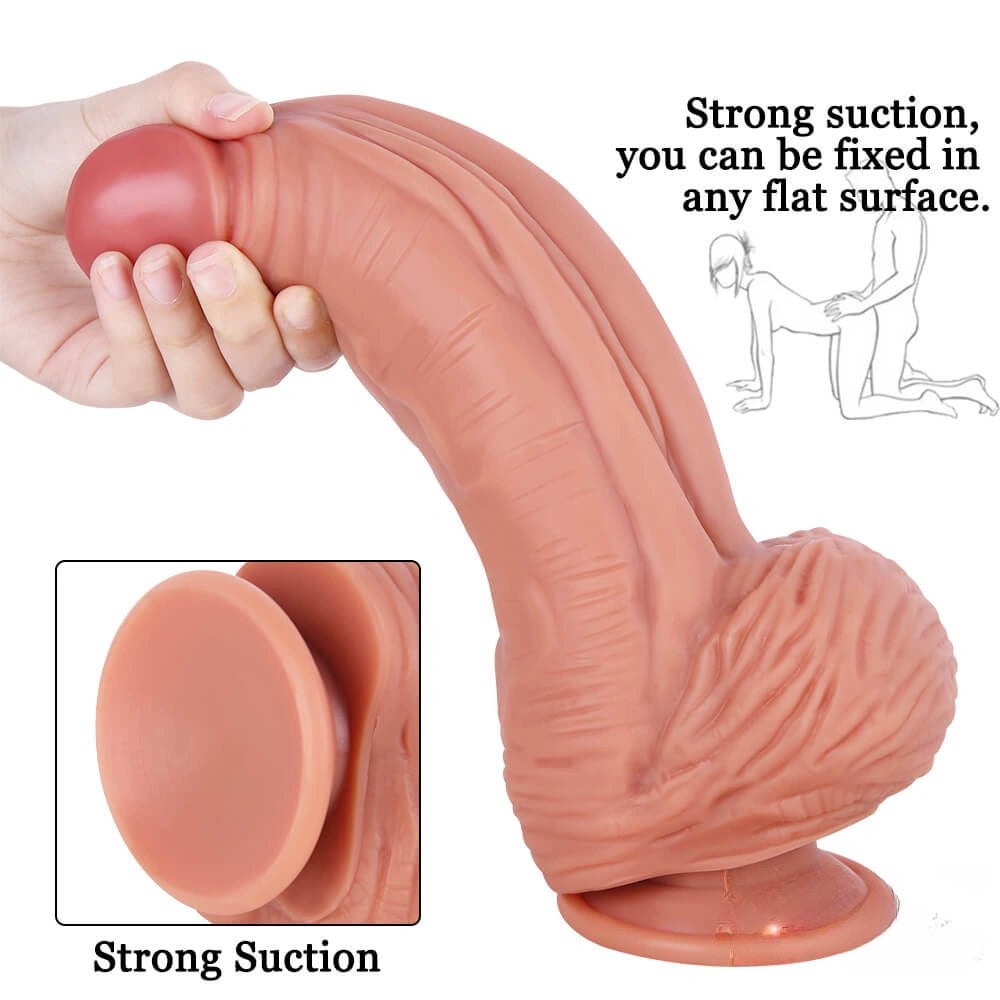 Dual tone realistic silicone dildo with suction cup base, photo 4