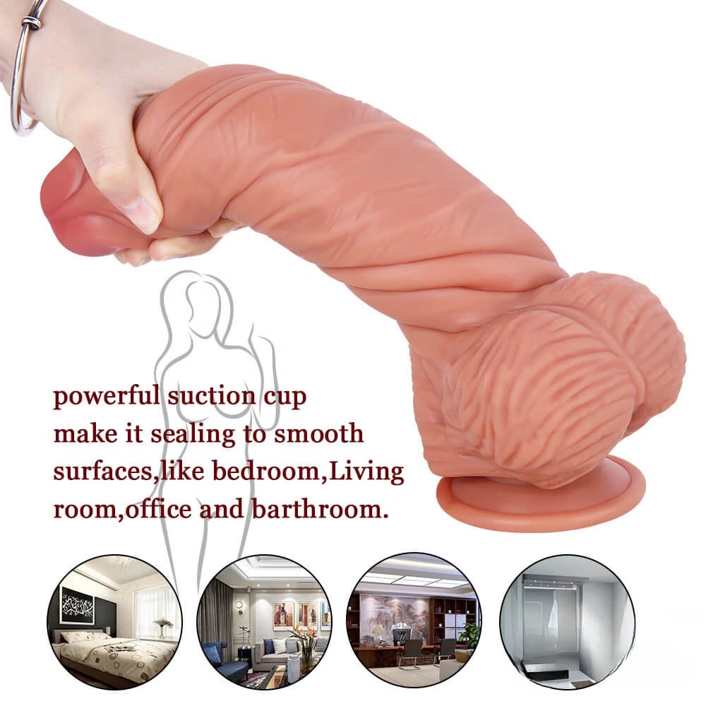 Dual tone realistic silicone dildo with suction cup base, photo 6
