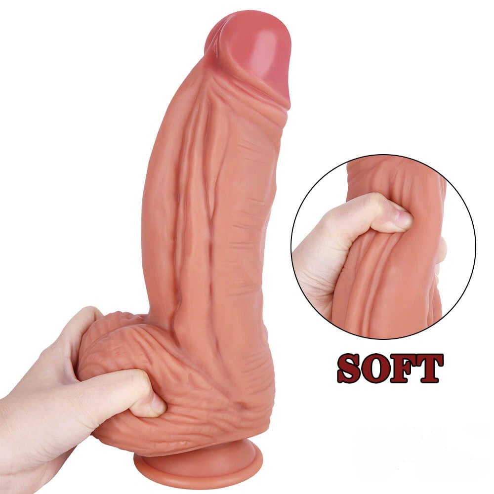 Dual tone realistic silicone dildo with suction cup base, photo 7
