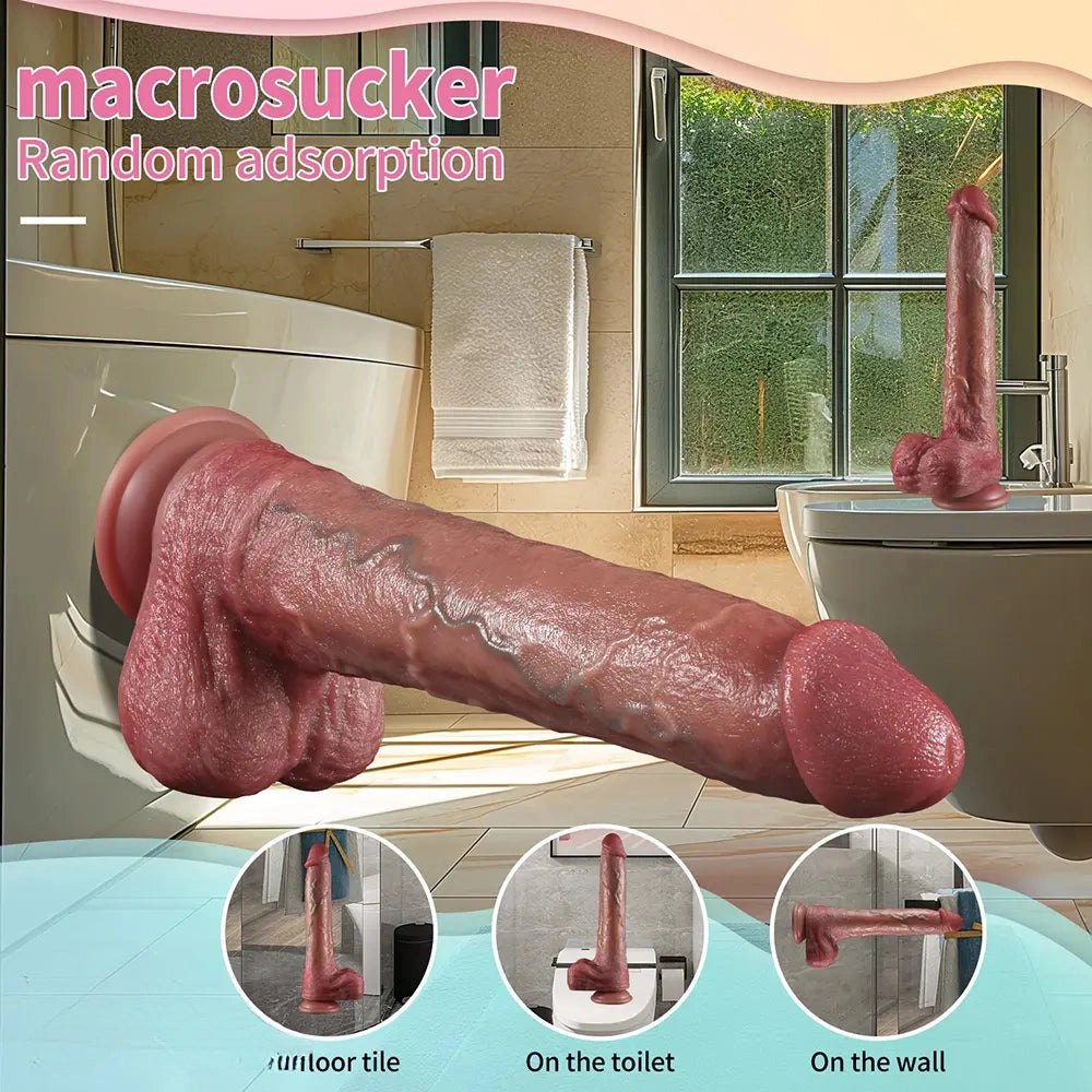Reddish flesh-tone realistic silicone dildo, photo 9