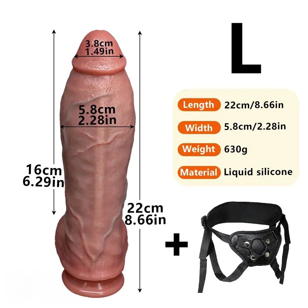 Flesh tone dual layer silicone strap-on dildo, photo 17