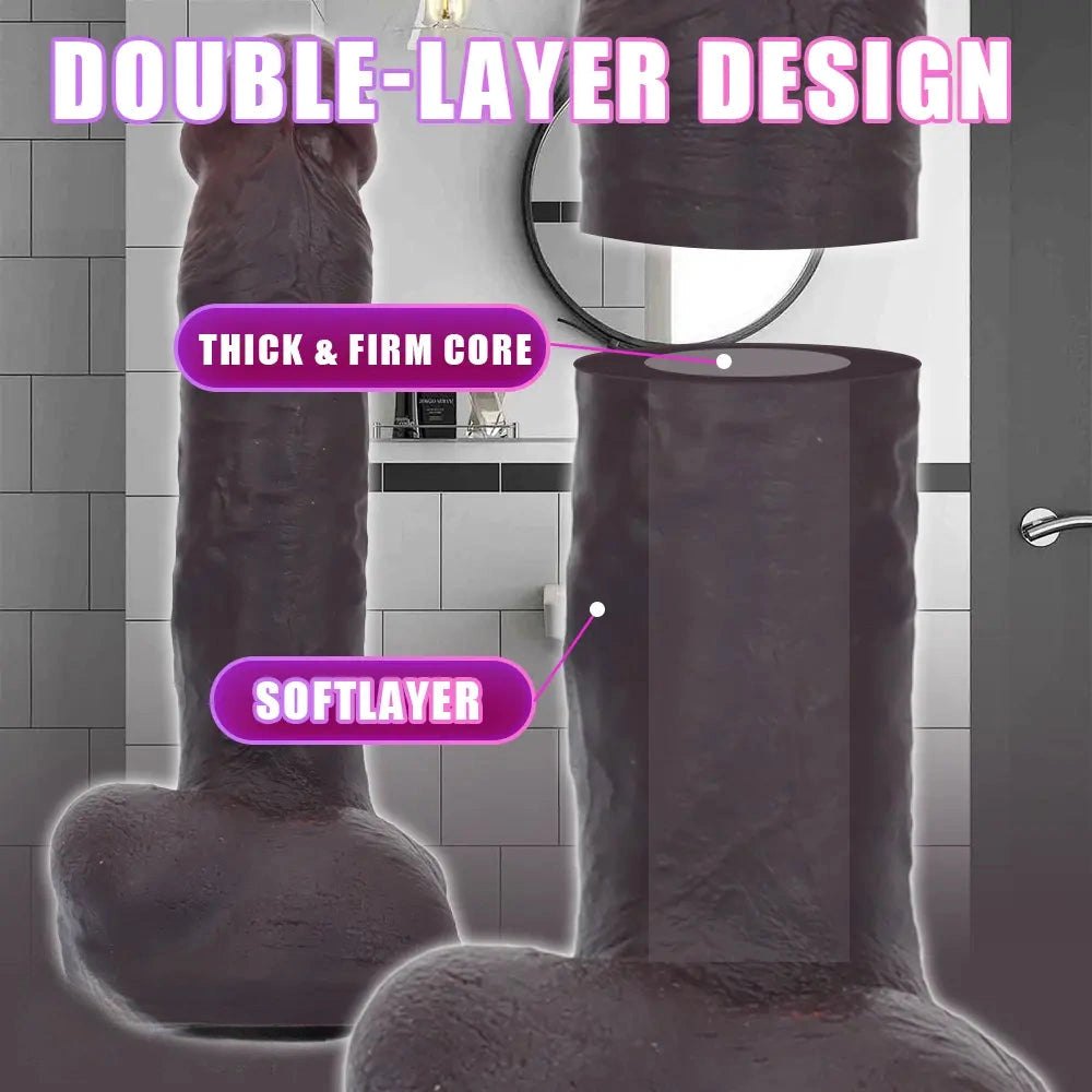 Coffee brown dual-layer suction cup dildo, photo 3