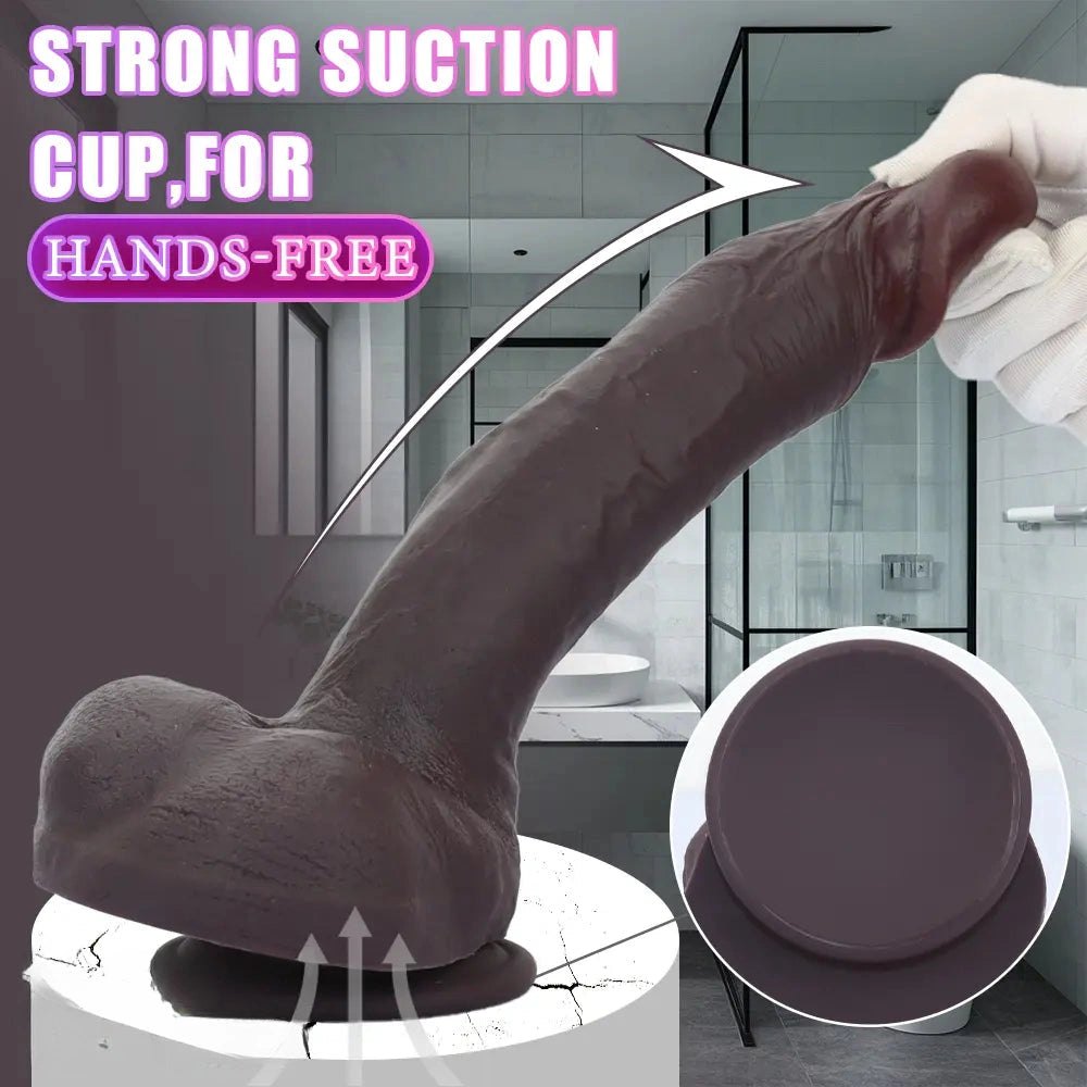Coffee brown dual-layer suction cup dildo, photo 5