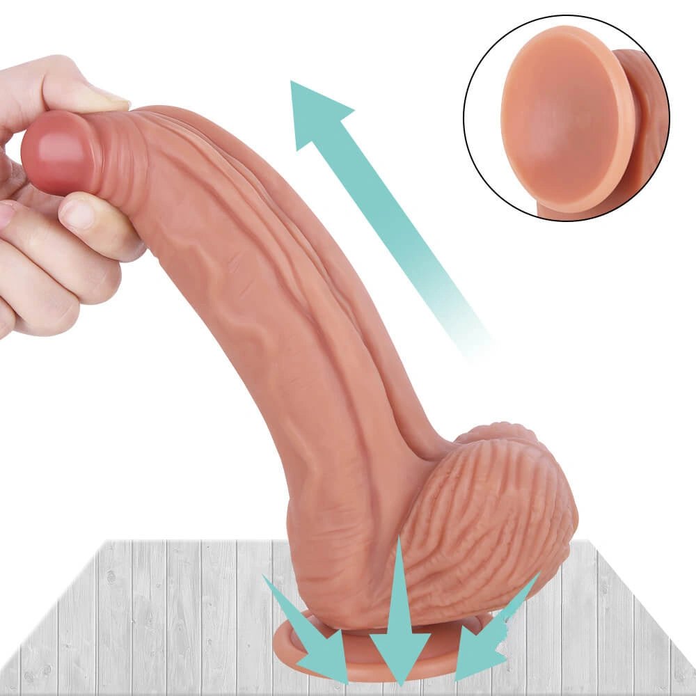 Flesh dual layer silicone suction cup dildo, photo 5