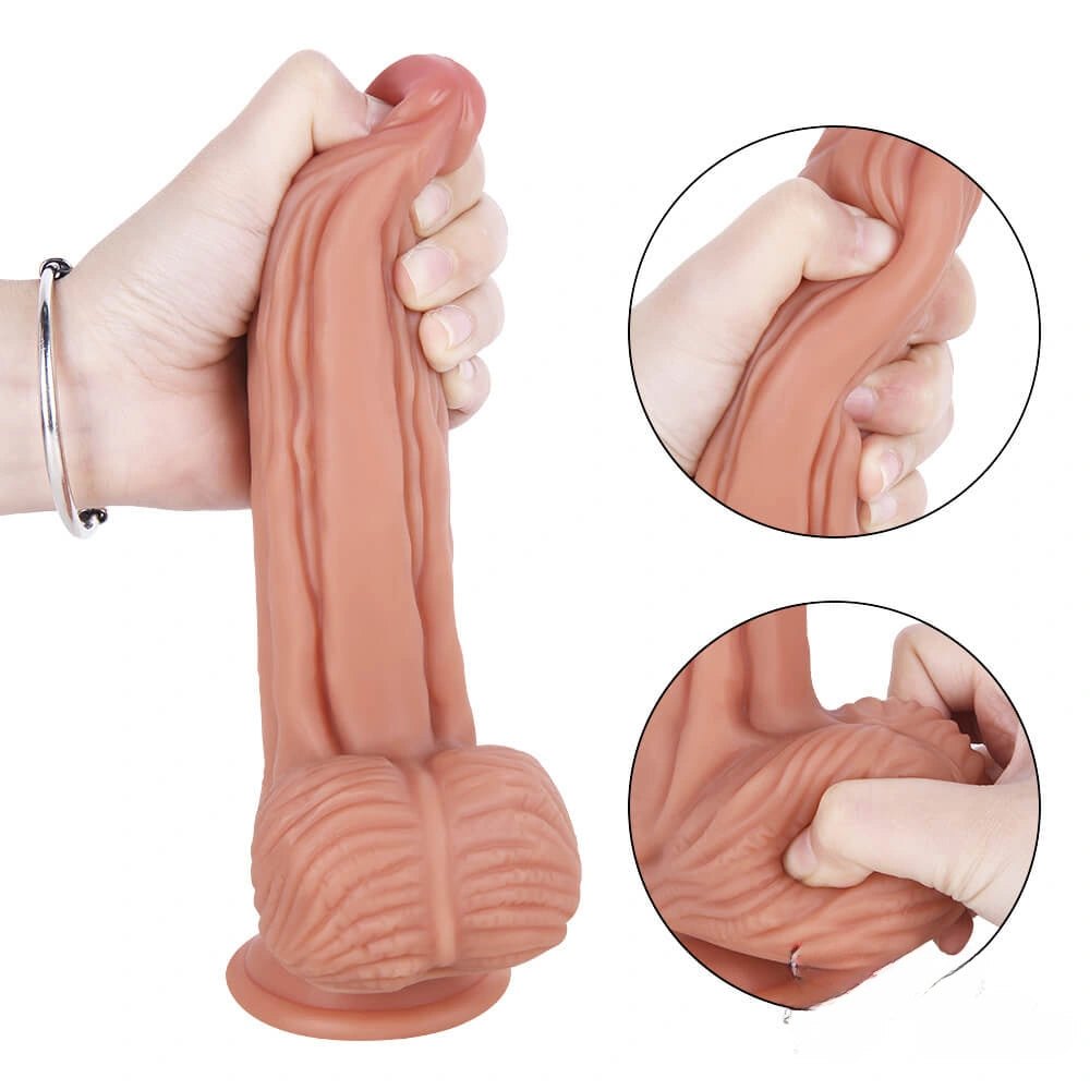 Flesh dual layer silicone suction cup dildo, photo 6