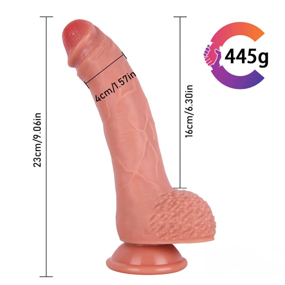 Flesh-tone dual layer silicone suction dildo, photo 11