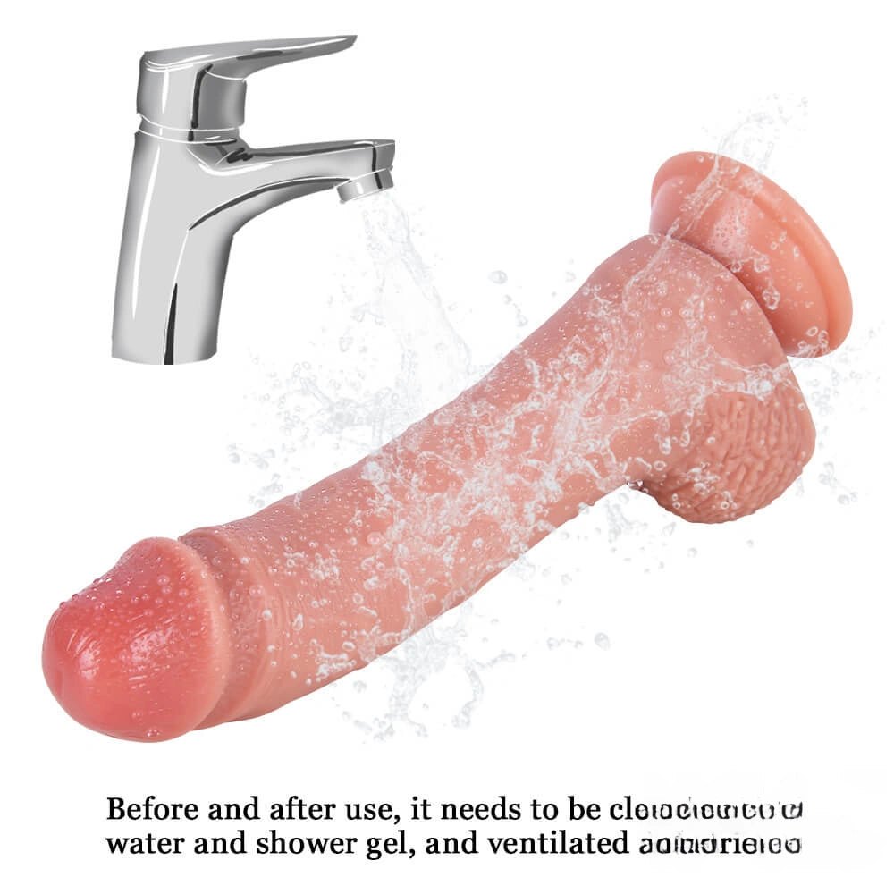 Flesh-tone dual layer silicone suction dildo, photo 4