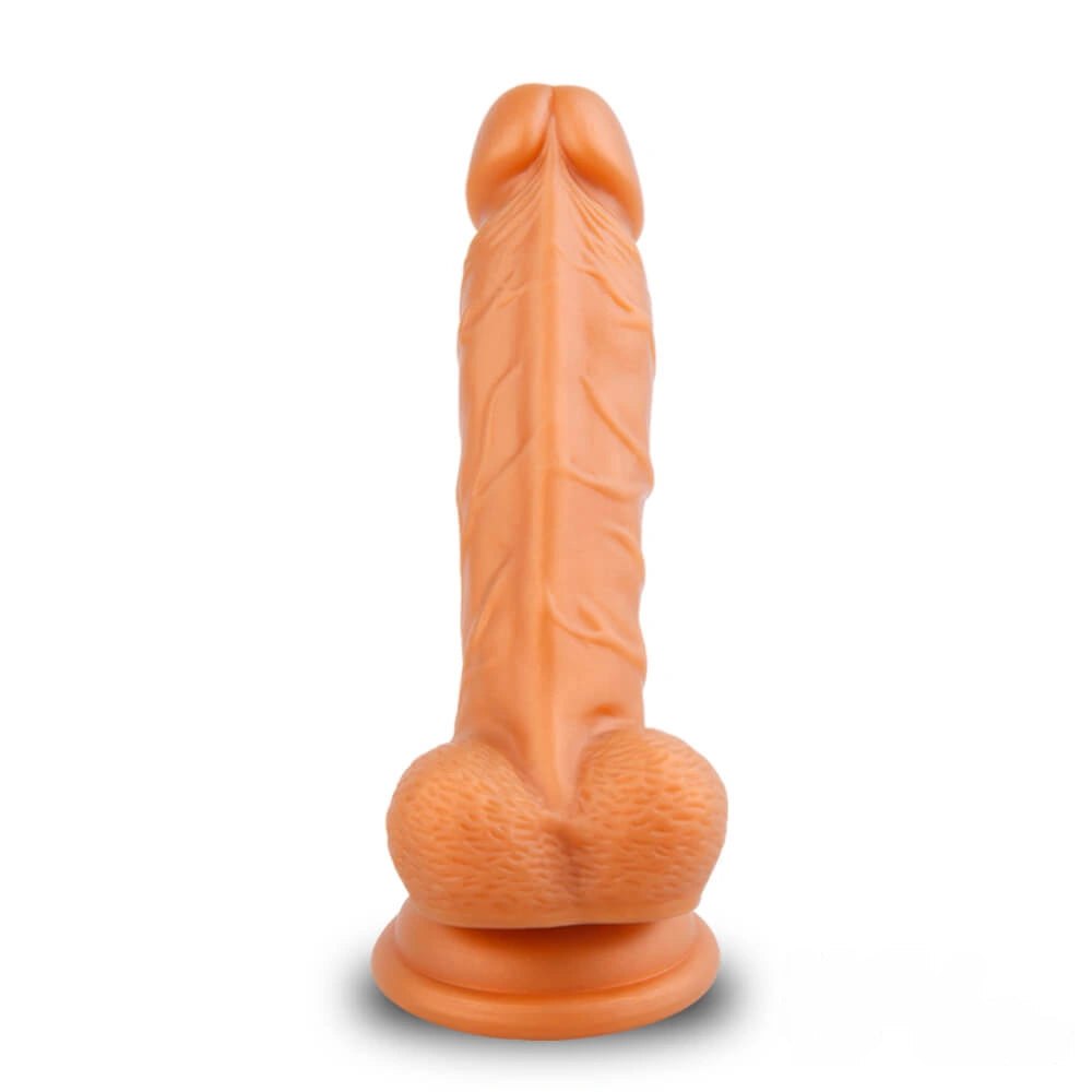 Gold realistic silicone suction cup dildo with veins