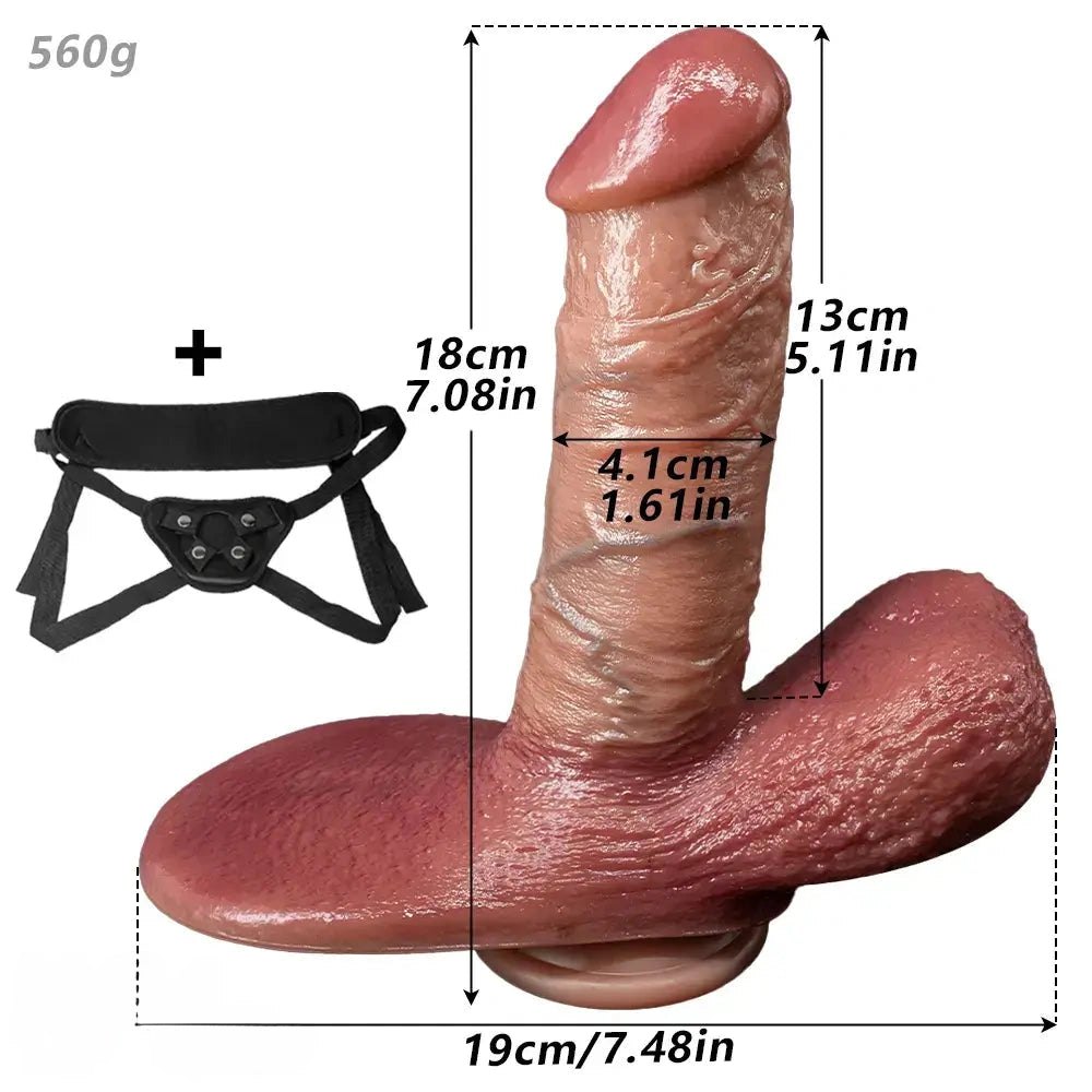 Flesh-tone strap-on dildo with harness base, photo 16