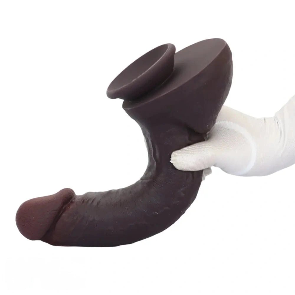 Coffee dual-layer silicone suction cup dildo, photo 13