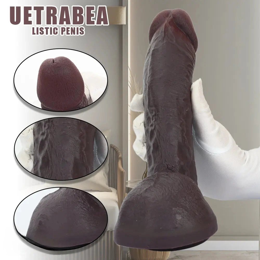 Coffee dual-layer silicone suction cup dildo, photo 5