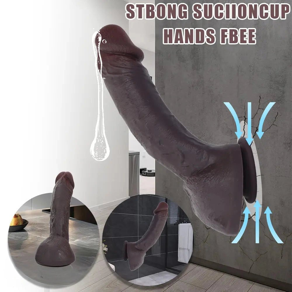 Coffee dual-layer silicone suction cup dildo, photo 7