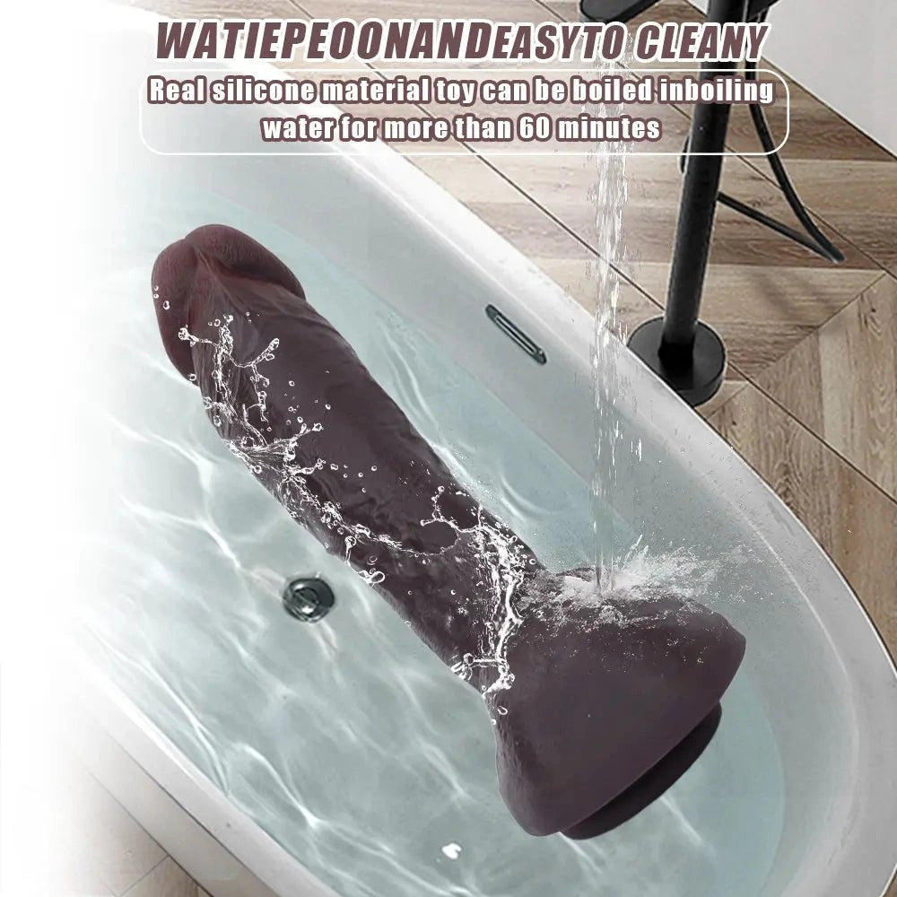 Coffee dual-layer silicone suction cup dildo, photo 8