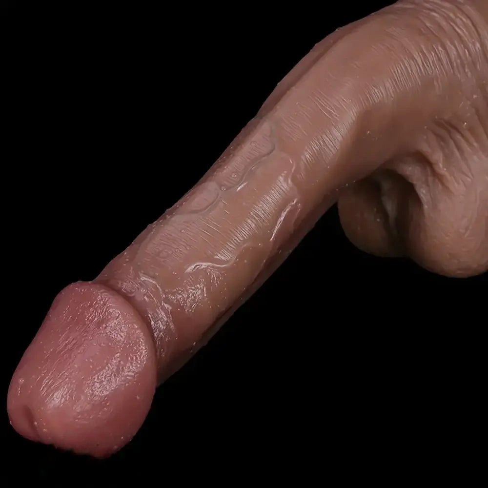 Flesh toned dual layer veined large silicone dildo, photo 3