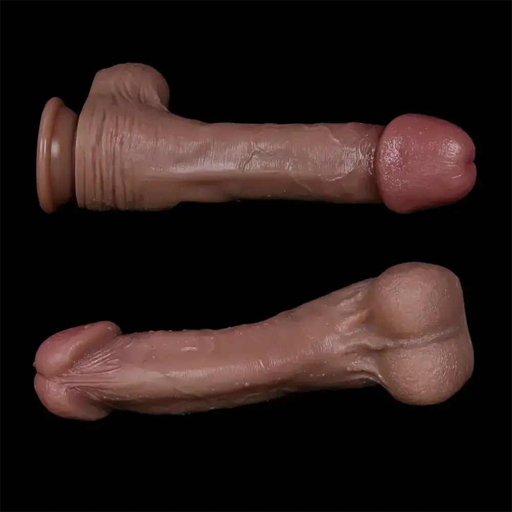 Flesh toned dual layer veined large silicone dildo, photo 6