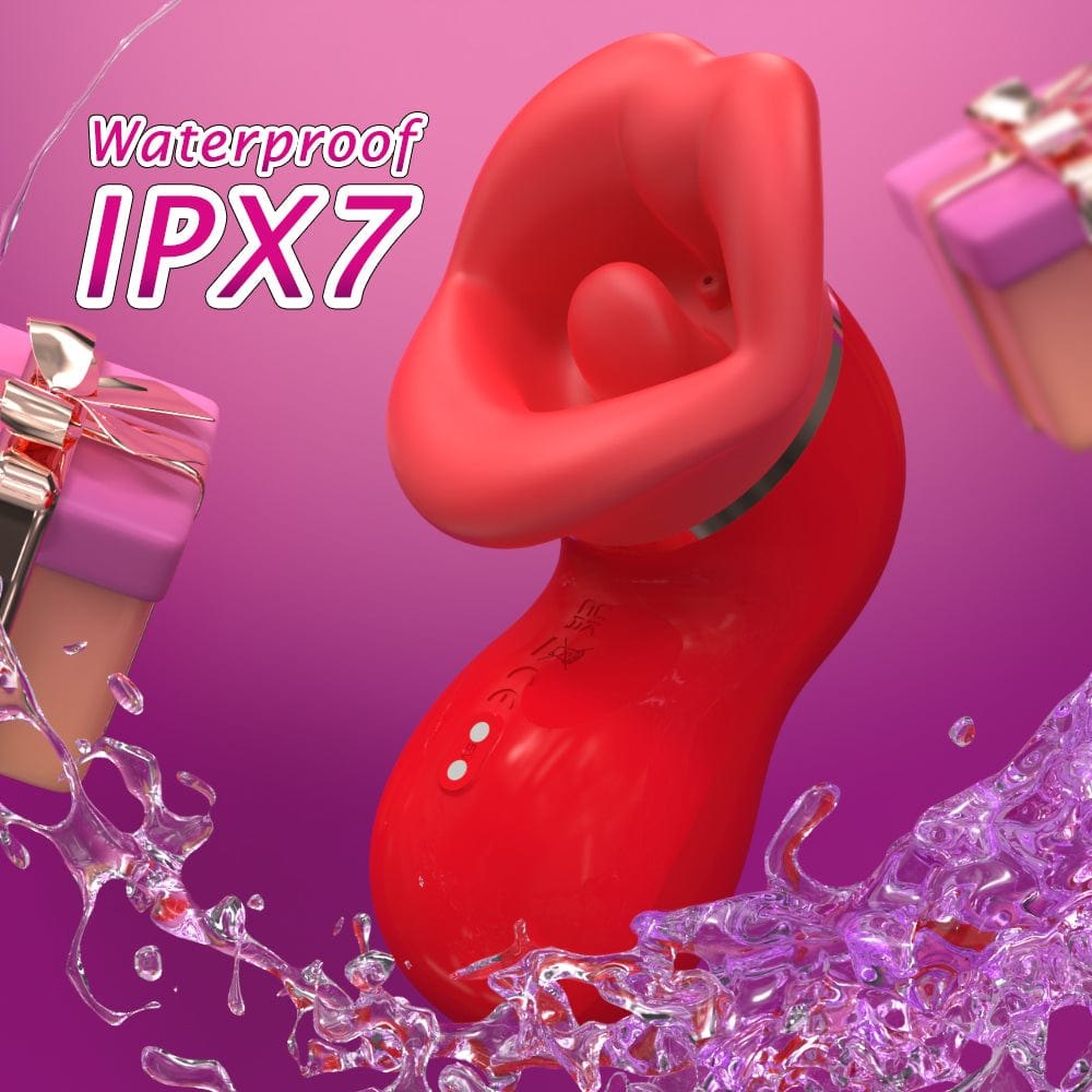 Red liquid silicone licking and sucking vibrator, photo 2