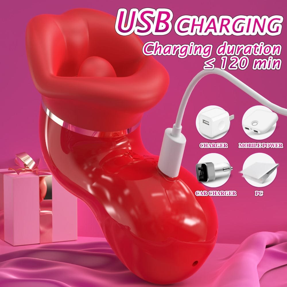 Red liquid silicone licking and sucking vibrator, photo 6