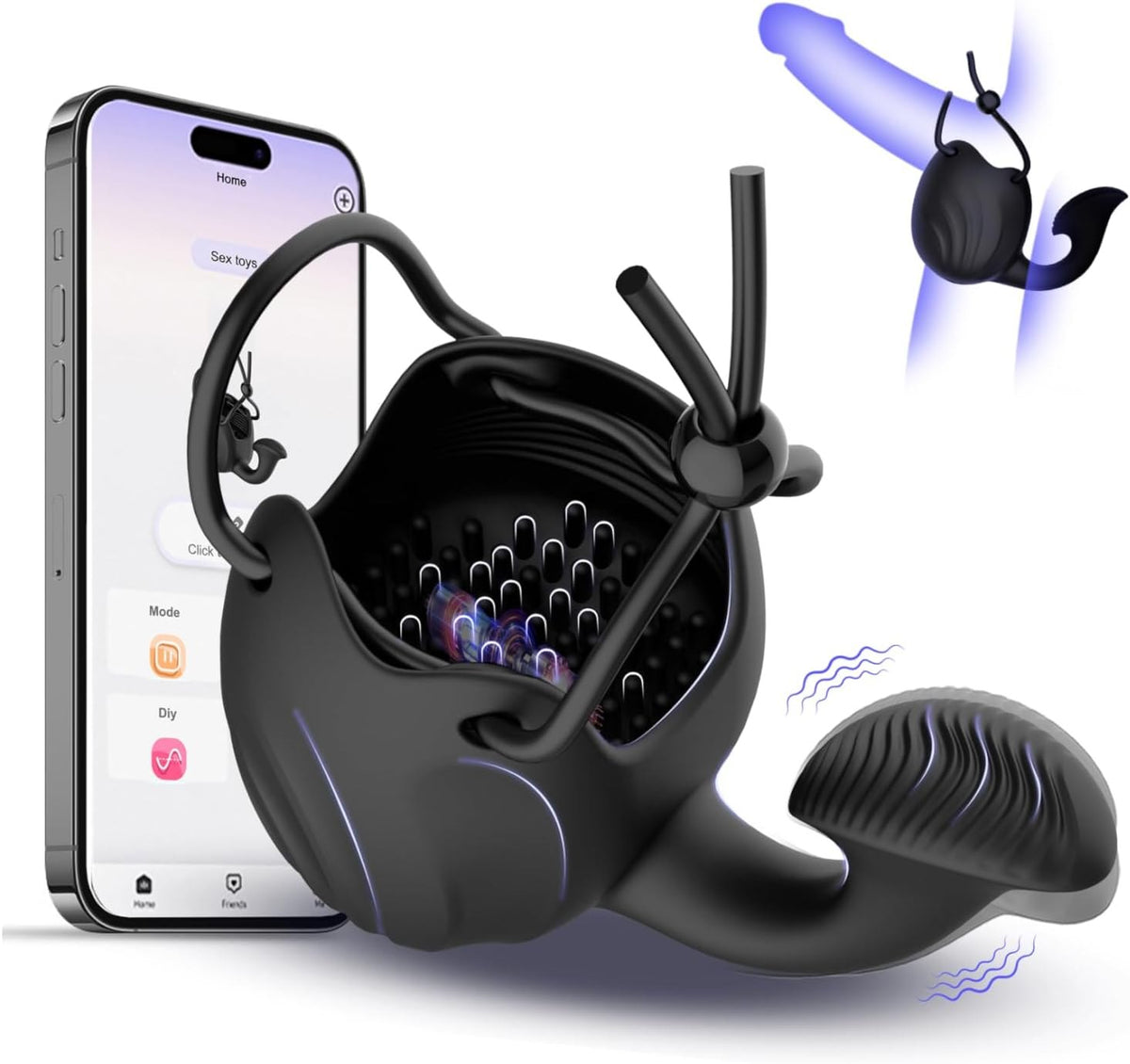 Black 3-in-1 vibrating cock ring, photo 1