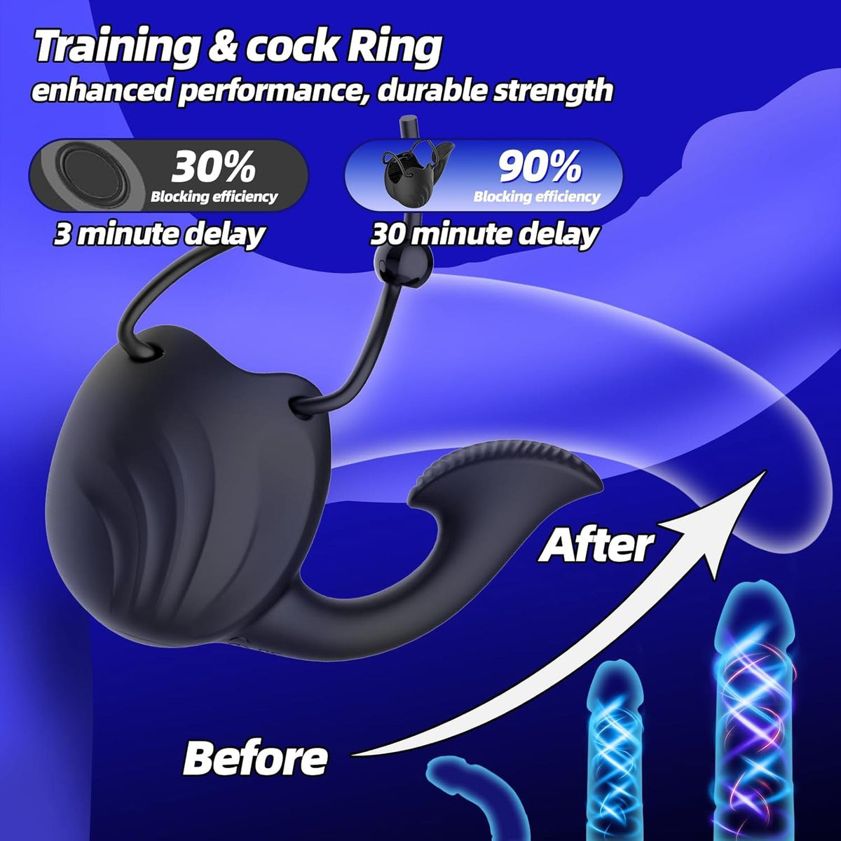Black 3-in-1 vibrating cock ring, photo 4