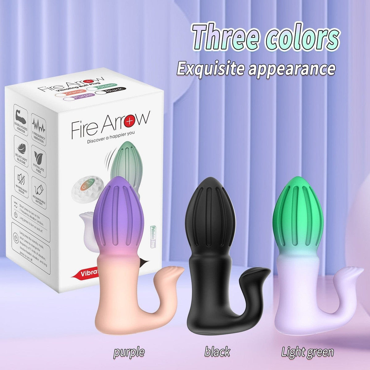 Curved prostate massager with external arm, photo 11