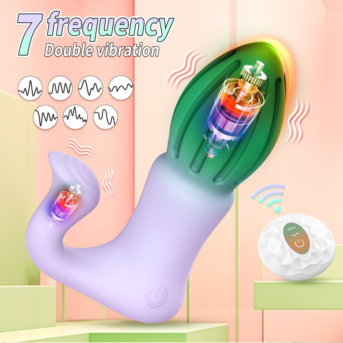 Curved prostate massager with external arm, photo 2