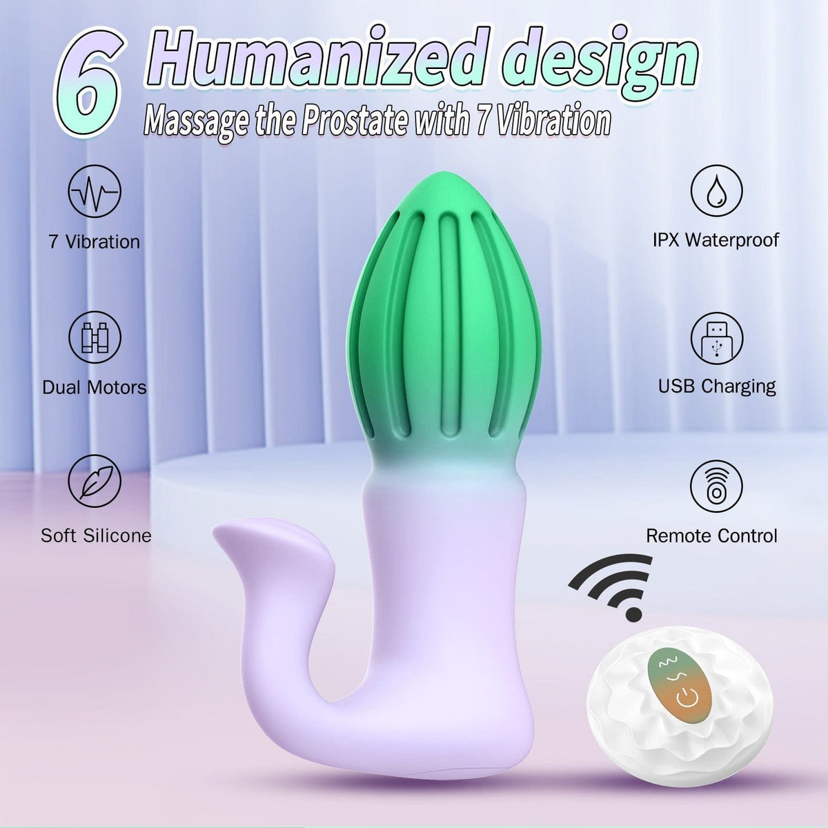 Curved prostate massager with external arm, photo 3