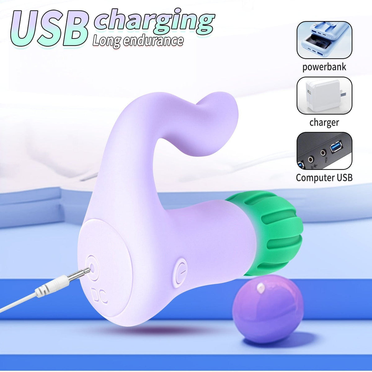 Curved prostate massager with external arm, photo 9