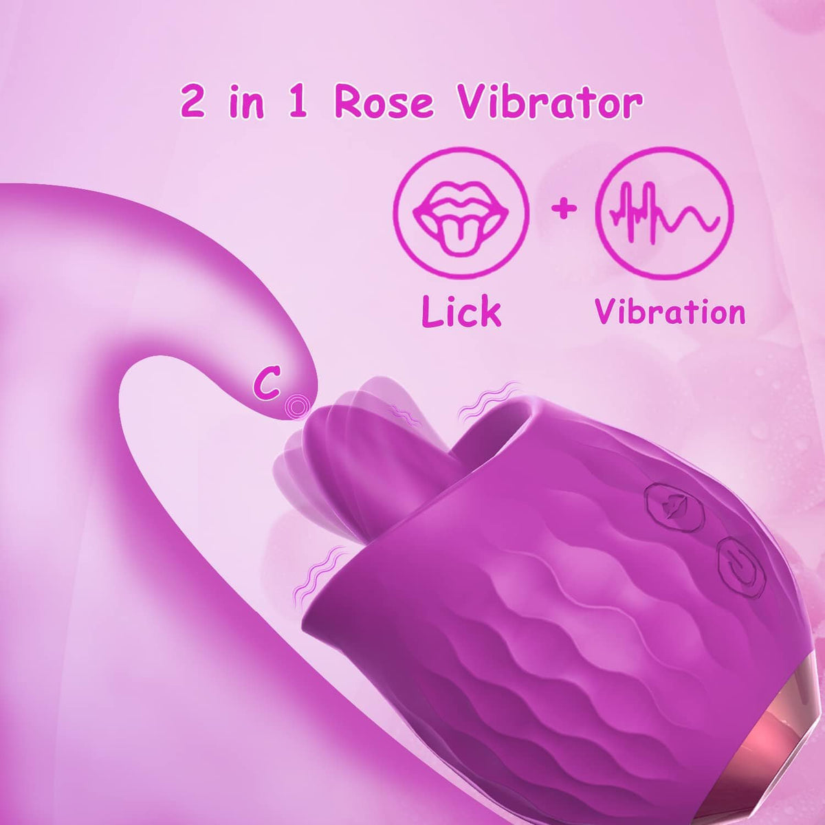 Silicone rose licking and vibration toy, photo 2