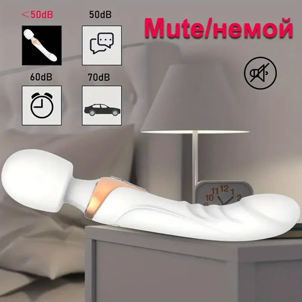 Silicone dual motor wand massager with curved tip, photo 10