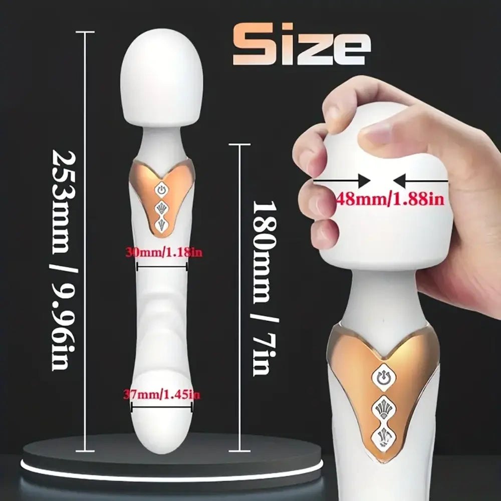 Silicone dual motor wand massager with curved tip, photo 13