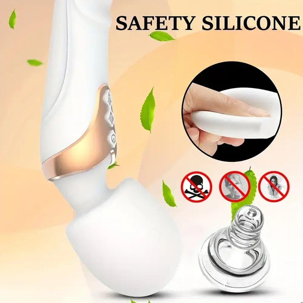 Silicone dual motor wand massager with curved tip, photo 5