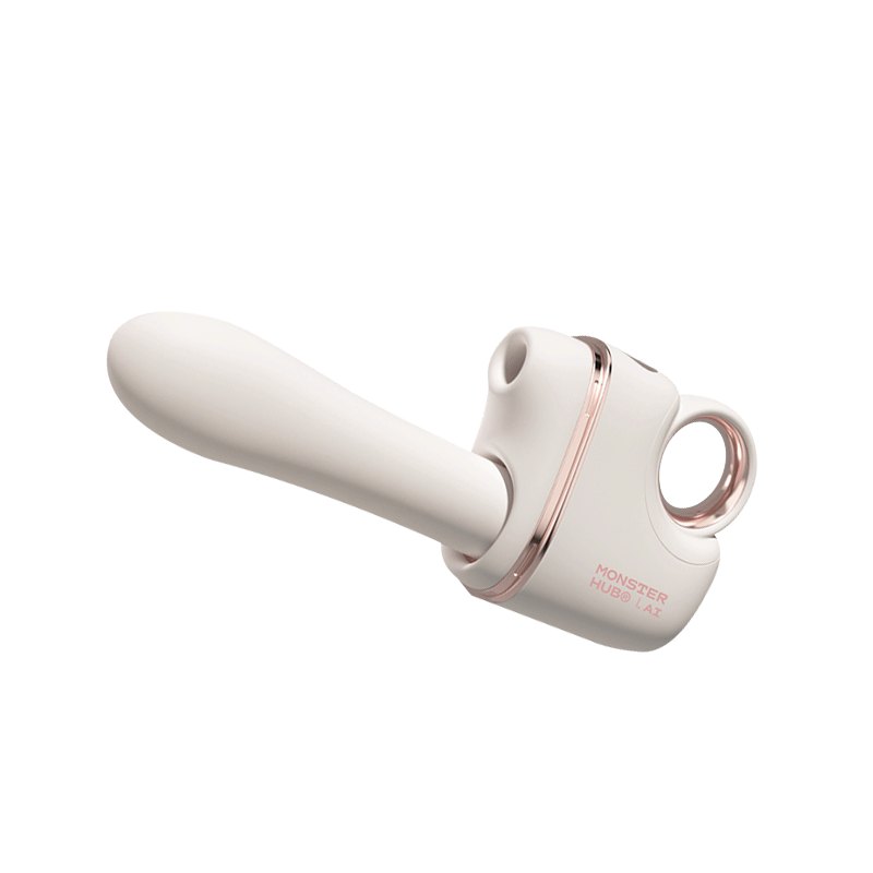 Cream and rose gold silicone suction massager, photo 1