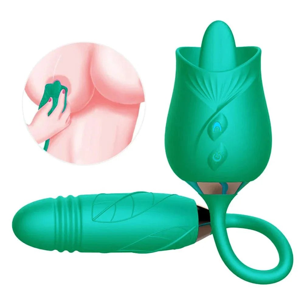 Green rose toy with bullet vibrator