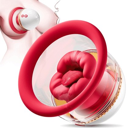 Red silicone dual nipple suction massager cups, photo 1
