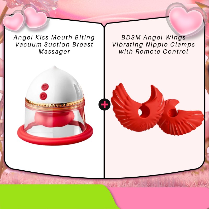Red silicone dual nipple suction massager cups, photo 10