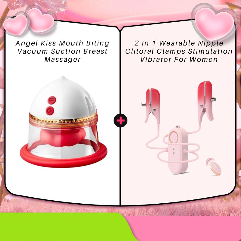 Red silicone dual nipple suction massager cups, photo 11