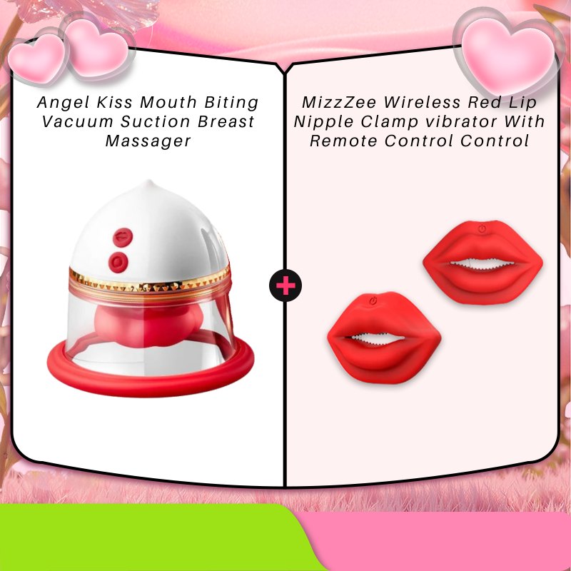Red silicone dual nipple suction massager cups, photo 13