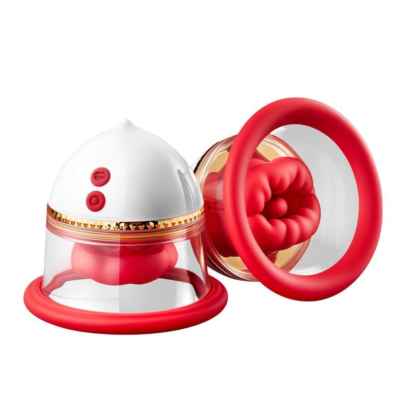 Red silicone dual nipple suction massager cups, photo 3