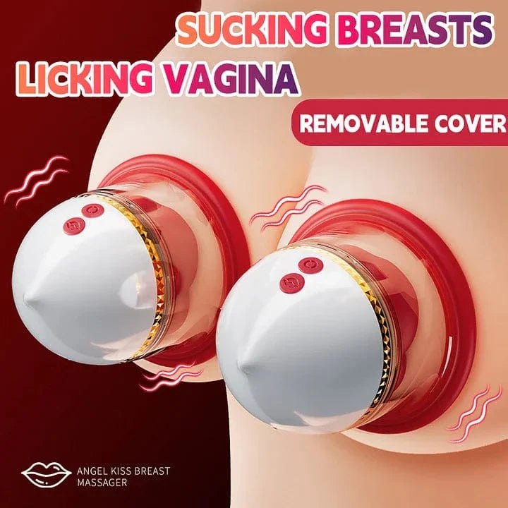 Red silicone dual nipple suction massager cups, photo 7