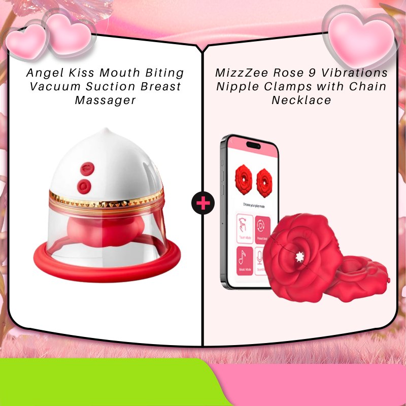 Red silicone dual nipple suction massager cups, photo 9