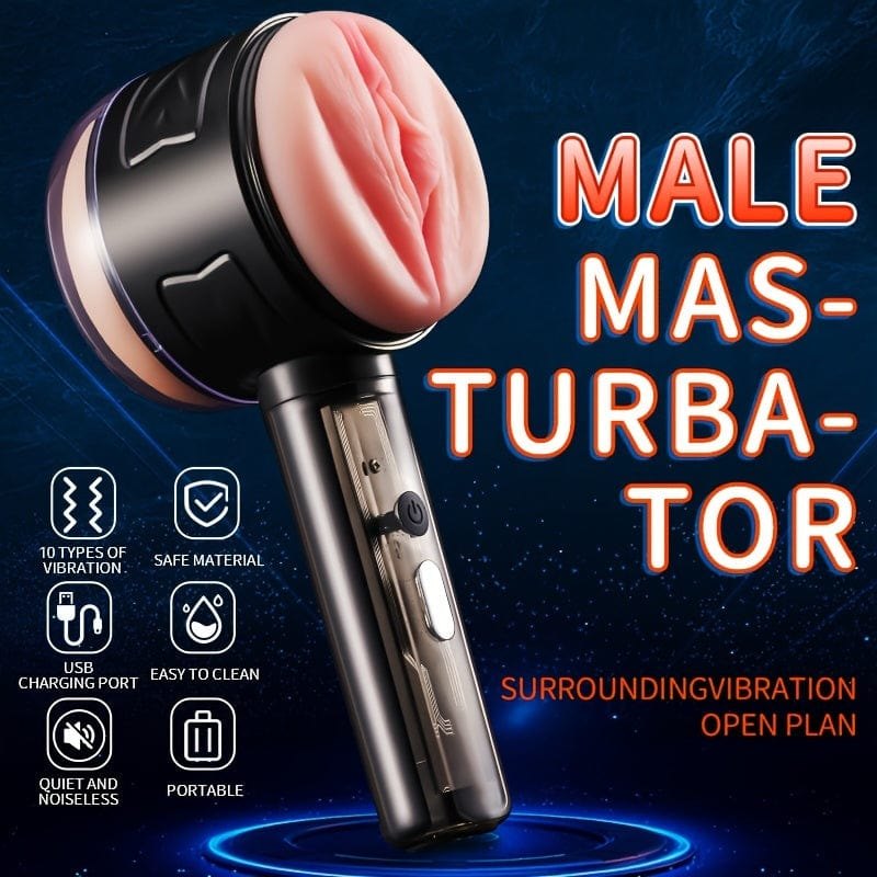 Black dual opening handheld male masturbator, photo 3