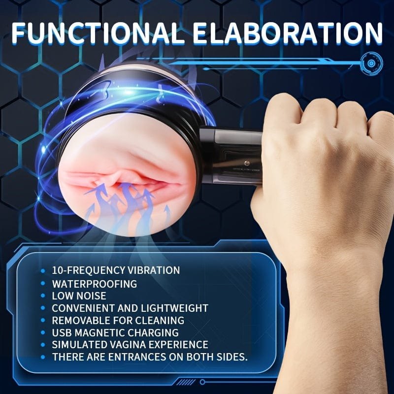Black dual opening handheld male masturbator, photo 5