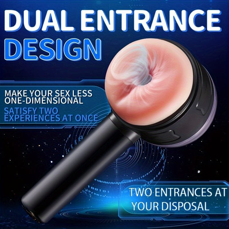 Black dual opening handheld male masturbator, photo 6