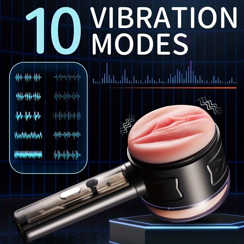 Black dual opening handheld male masturbator, photo 8